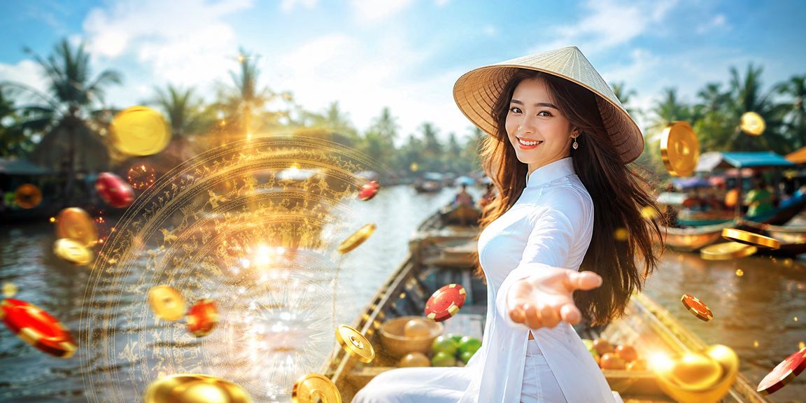 Không khí giải trí casino trực tuyến tại vùng Mekong với trang phục áo dài truyền thống